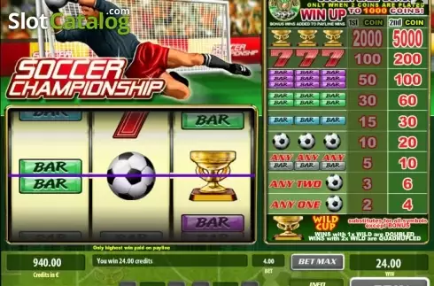 Win screen. Soccer Championship slot
