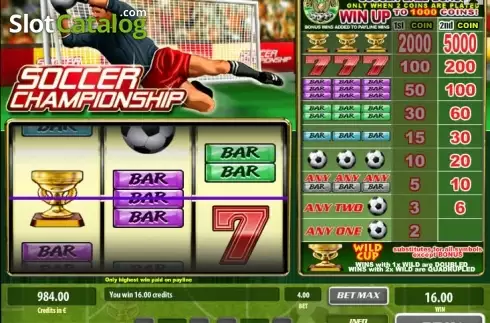 Wild Win screen. Soccer Championship slot