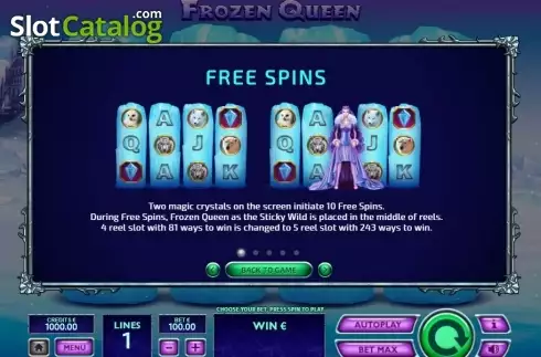 Free Spins. Frozen Queen slot