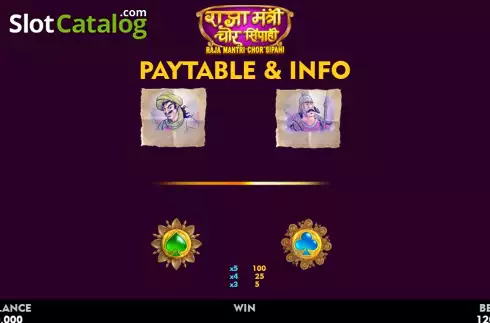PayTable screen 4. Raja Mantri Chor Sipahi slot