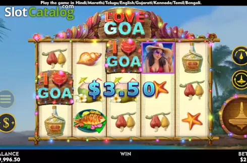 Win screen 2. Love Goa slot