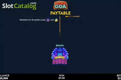 Special symbols screen 2. Love Goa slot