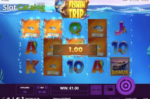 Win screen. Fishin’ Trip slot