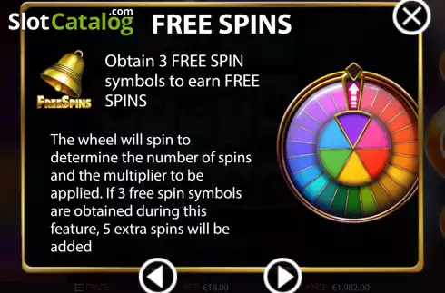 Free Spins screen. Joker Wheel slot