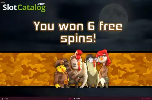 Free Spins Win Screen. Chicken Squad slot