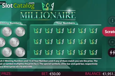 Game screen. Millionaire slot