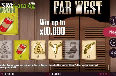 Win screen. Far West slot