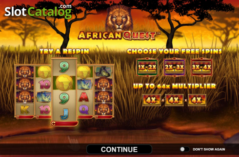 Start Screen. African Quest slot