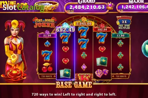 Game screen. Fire and Roses Joker King Millions slot