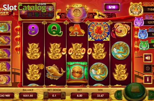 Free Spins GamePlay Screen. Fortune Tiger (Triple Profits Games) slot
