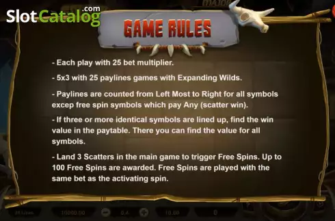 Game Rules screen. Golden Stone Age slot