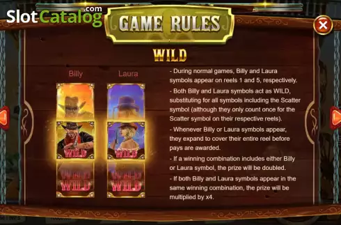 Game Features screen. Wild West Glory slot