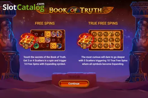Start Screen. Book of Truth slot