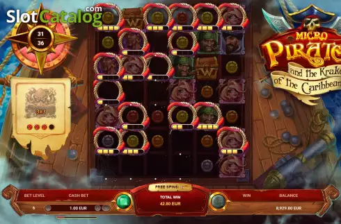 Free Spins Gameplay Screen 2. Micropirates and the Kraken of the Caribbean slot