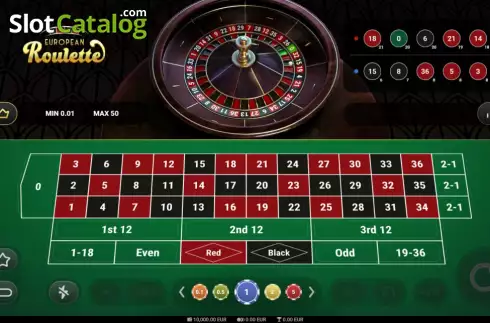 Game screen. European Roulette (TrueLab Games) slot