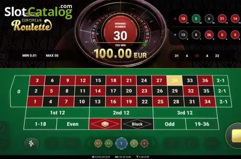 Win screen 1. European Roulette (TrueLab Games) slot