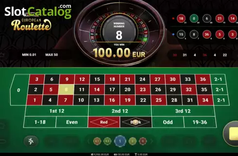Win screen 2. European Roulette (TrueLab Games) slot