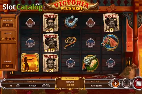 Free Spins Gameplay Screen. Victoria Wild West slot