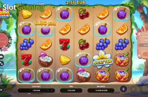Win Screen. Aloha: Fruit Bonanza slot