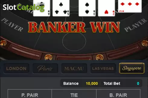 Banker Win screen. 60 Sec Baccarat Singapore slot