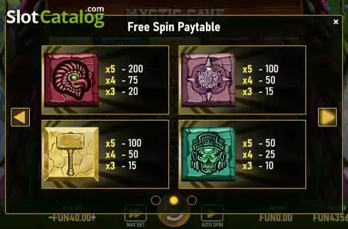 Paytable 2. Mystic Cave slot