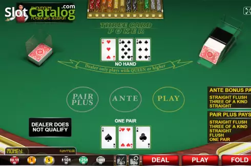 Game Screen 2. Three Card Poker (Urgent Games) slot