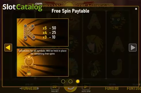 Paytable 3. Egyptian Treasures (Urgent Games) slot