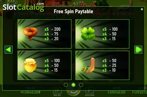 Paytable 2. Enchanted Forest (Urgent Games) slot