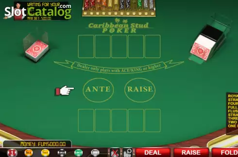 Game screen. Caribbean Stud Poker (Urgent Games) slot