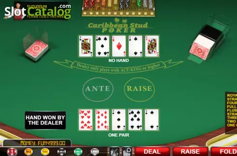 Pantalla5. Caribbean Stud Poker (Urgent Games) Tragamonedas 