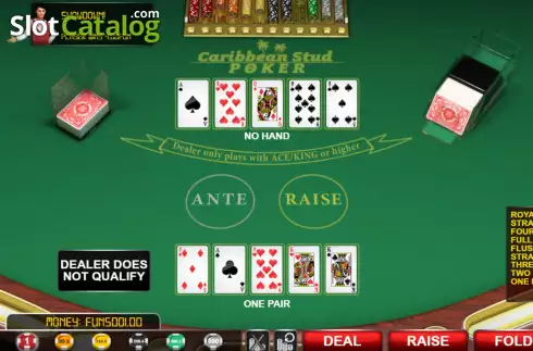 Pantalla6. Caribbean Stud Poker (Urgent Games) Tragamonedas 