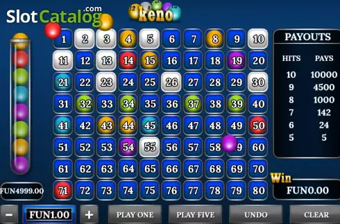 Game screen 4. Keno (Urgent Games) slot