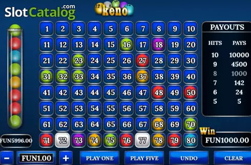 Win screen 2. Keno (Urgent Games) slot