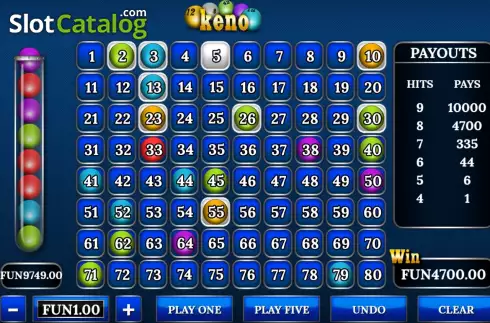 Win screen 3. Keno (Urgent Games) slot