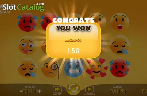 Win Jackpot screen. Emoji Slots slot