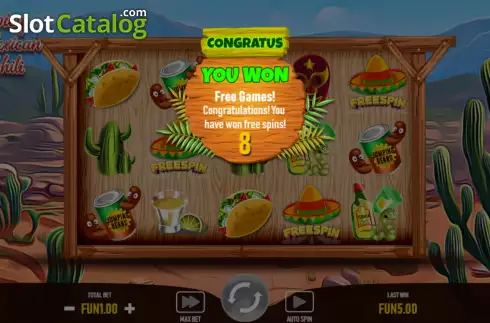 Free Spins screen. Spicy Mexican Chili slot