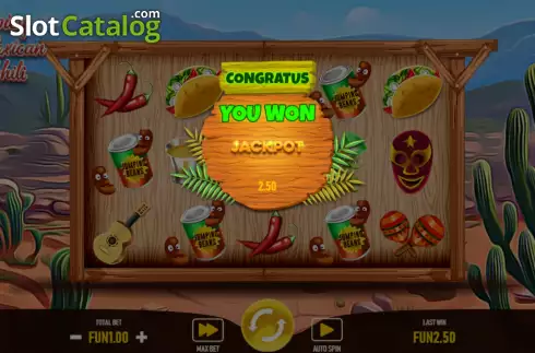 Win Free Spins screen. Spicy Mexican Chili slot