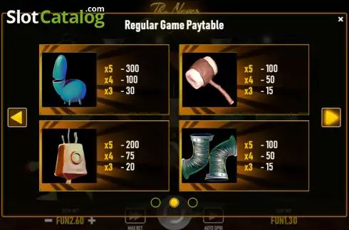 Paytable screen 2. The Never Ending Chips slot