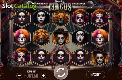 Game screen. Spooky Circus (Urgent Games) slot