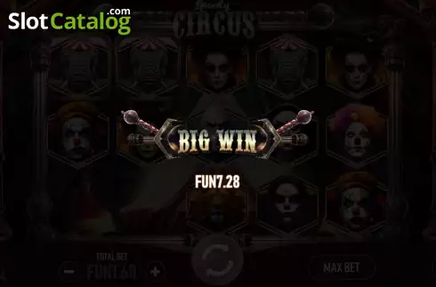 Win screen 2. Spooky Circus (Urgent Games) slot