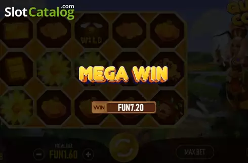 Mega Win screen. The Queens Court slot