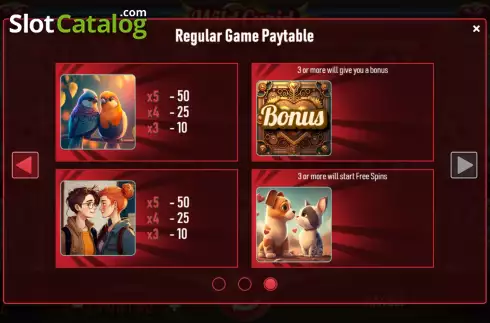 PayTable screen 3. Wild Cupid (Urgent Games) slot