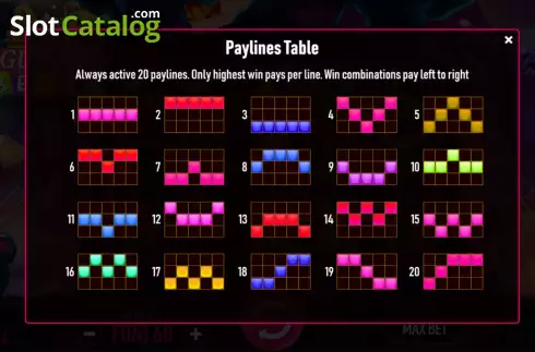 PayLines screen. Evil Gummy Bears slot