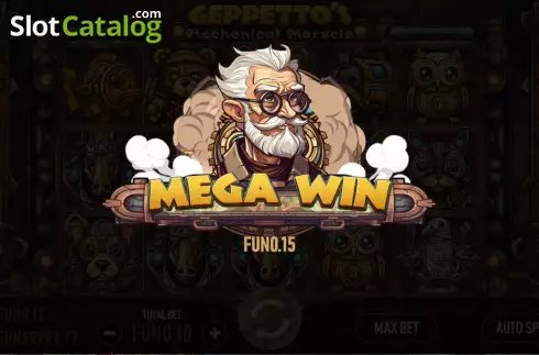 Big Win screen. Geppetto's Mechanical Marvels slot