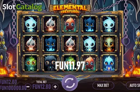 Win screen. Elemental Creatures slot