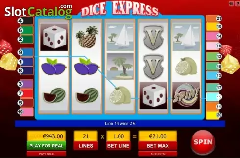 Win screen. Dice Express slot