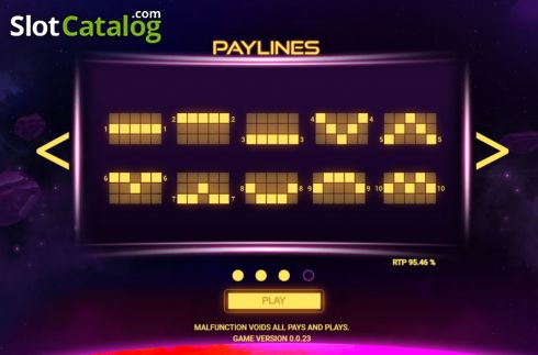 Paylines screen. Wild Gems slot