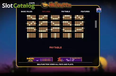 Paylines. Halloween (Vibra Gaming) slot