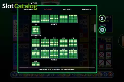 Paytable 3. Bingo 3 slot