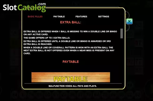 Paytable 2. Super Bola slot